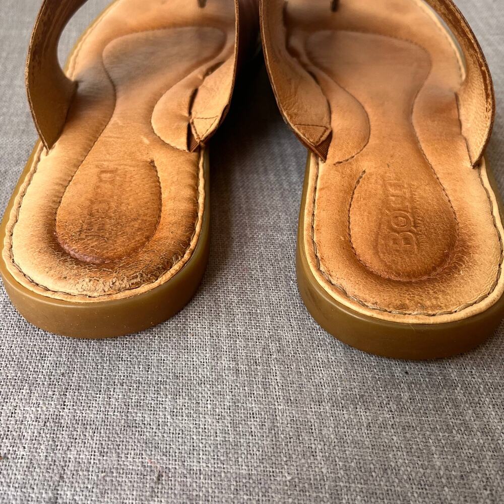 BORN Inti Sandals Womens Size 10M Brown Tan Leather Boho Hippie Slip On Comfort - Picture 4 of 8